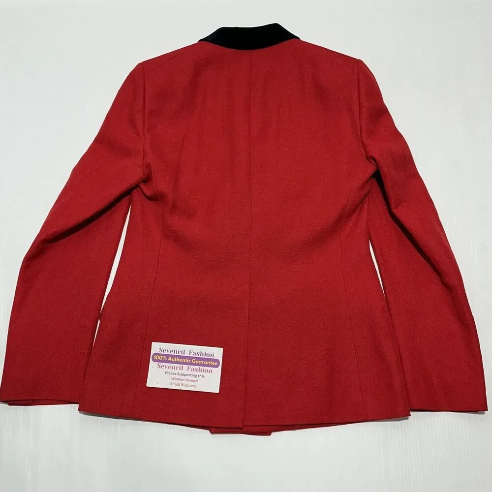 Gucci Herringbone Jacket 48 US 38 Red Wool Linen Double Breast Blazer NWT $3,600